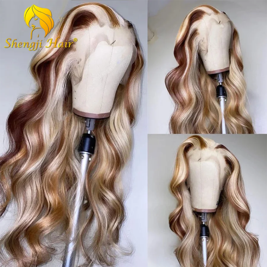 

Lace Front Wigs Highlight Body Wave Wig Brazilian Human Remy Hair Body Wave Highlighted Lace Frontal Wig Transparent Lace Wigs