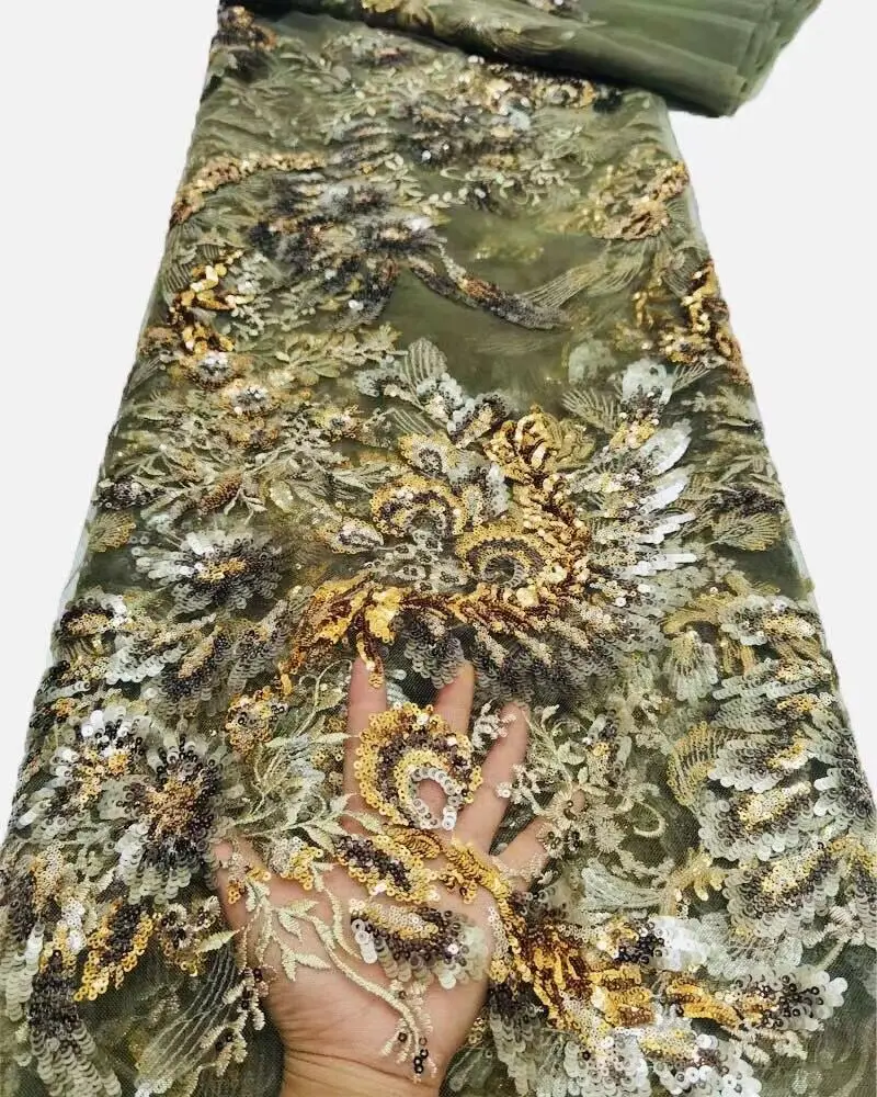 

Tulle Lace Fabric High Quality Fashion Fabric With sequins SYJ-5288811 French Lace Fabrics Hot Design