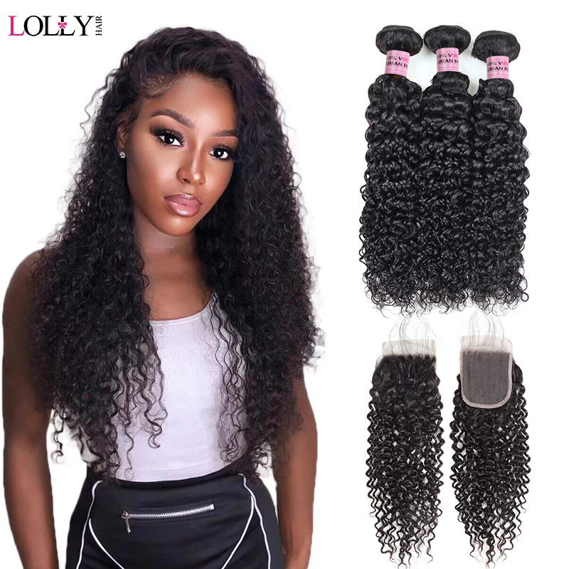 

Mongolian Kinky Curly Hair Bundles With Closure Lace Frontal With Human Hair Bundles Bundles with Closure Non-Remy Lolly Hair