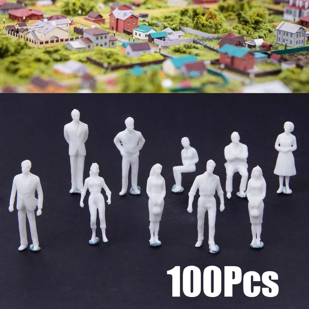 

100*Scale Model Miniature White Figures 1:75 Scale OO Gauge 00 Model small-scale Railway Unpainted Figures People -Pack Of 100