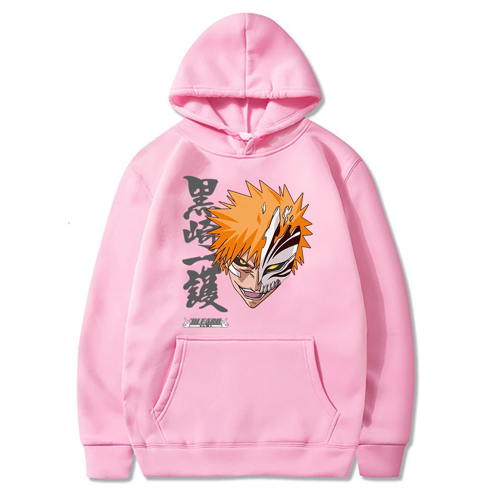Harajuku Мультфильм отбеливатель Kurosaki Ichigo толстовка с капюшоном для мужчин Y2K Япония