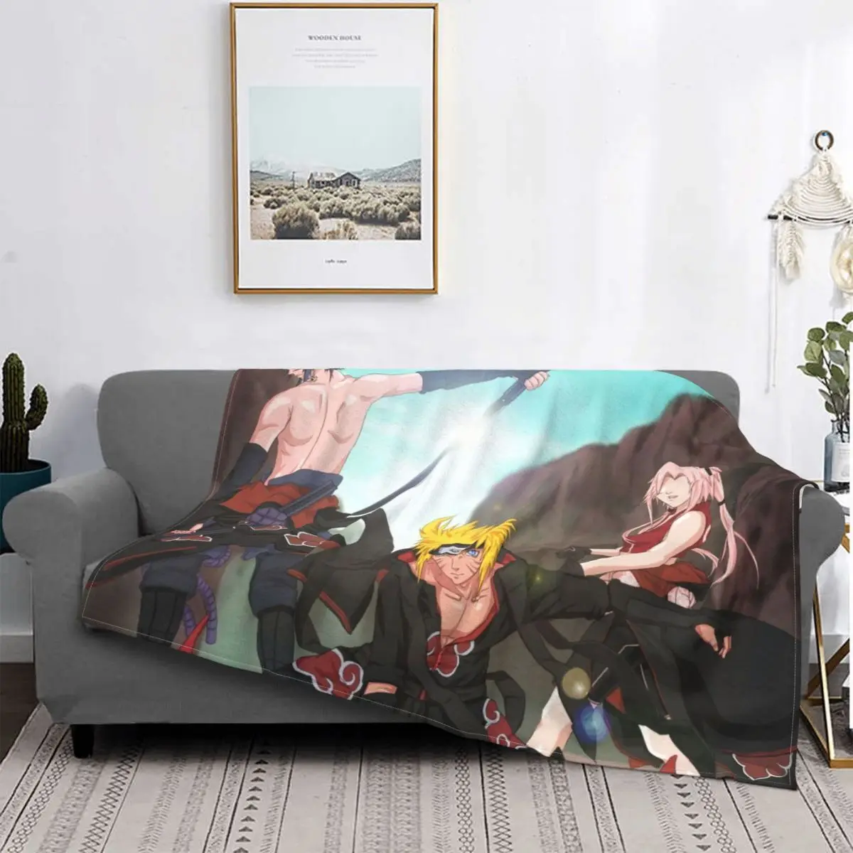 

Shippuden-Manta Kawaii Akatsuki, colcha de algodón de rizo, alfombra a cuadros para sofra, manta de franela de oration musulmana