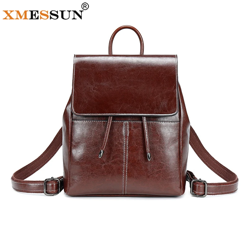 

XMESSUN Cowhide Leather Backpack Genuine Leather School Bag Fashion Design Europe and America Large Capacity Casual Travel Bag
