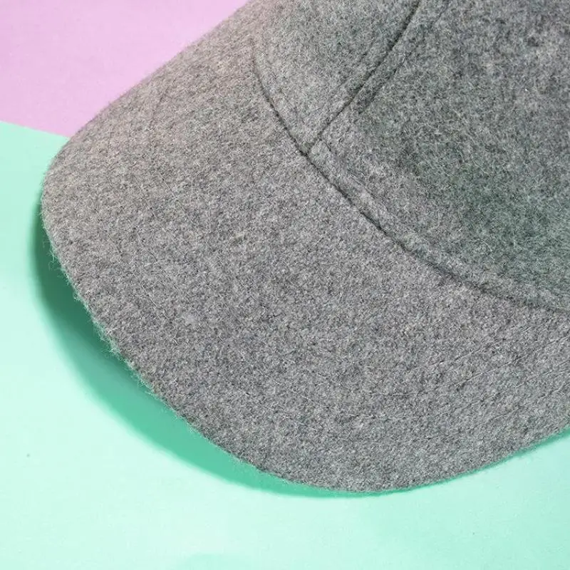 YQYXCY Baseball Cap Women Men Wool Knitted Short Brim Hats Outdoor Thick Warm Casual Hat Female Male Solid Color New Fashion