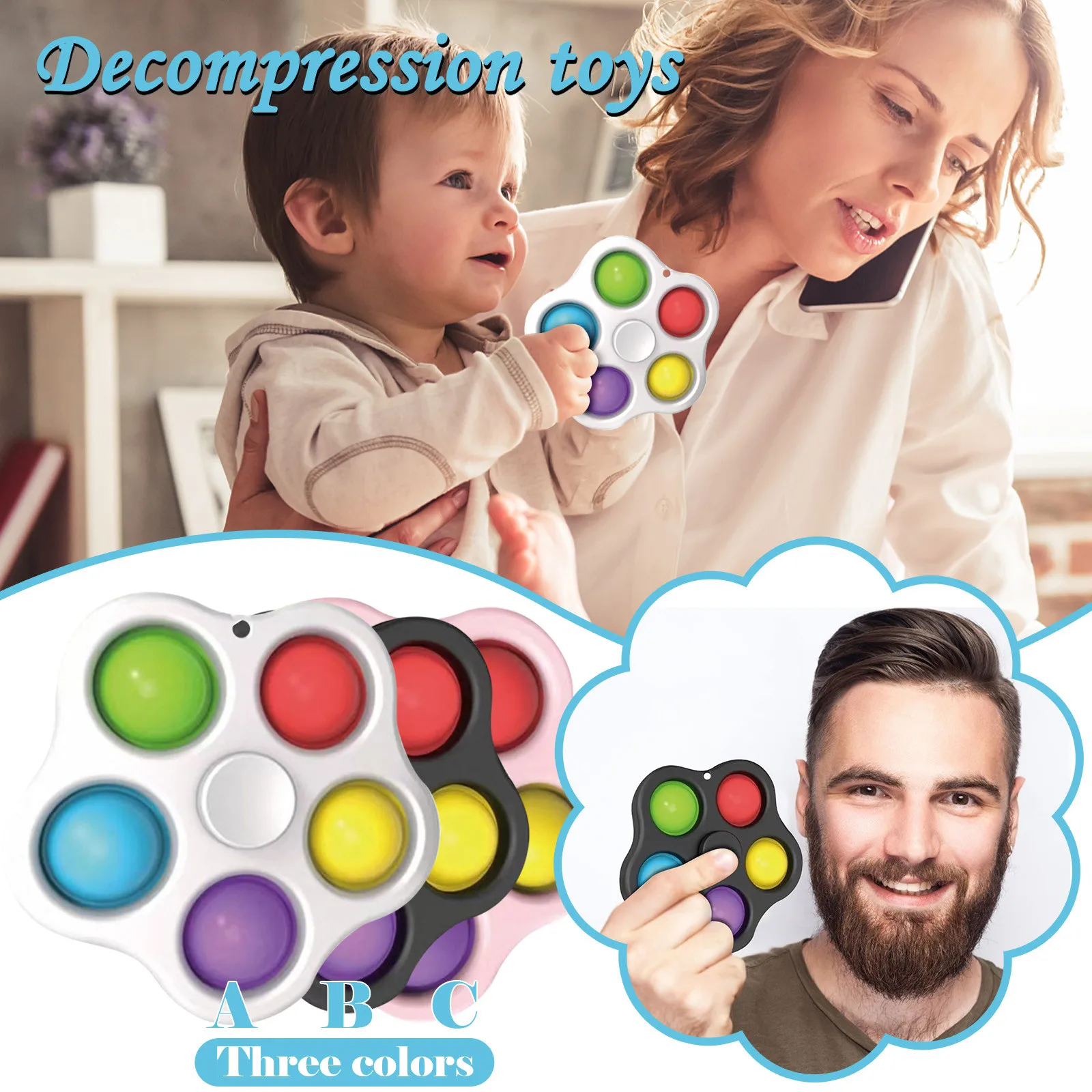 

Children Adult Simple Dimple Fidget Toy Creative Toy Mini Dimple Toy Pressure Reliever Board Controller Educational Toy In Stock