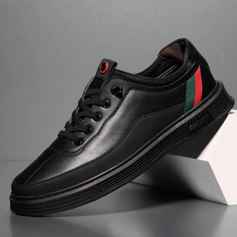 

Brand Leather Men Casual Shoes Autumn Fashion Sneakers Footwear Rubber Warm Male Flats Shoe Winter Add Cotton Mens Shoes