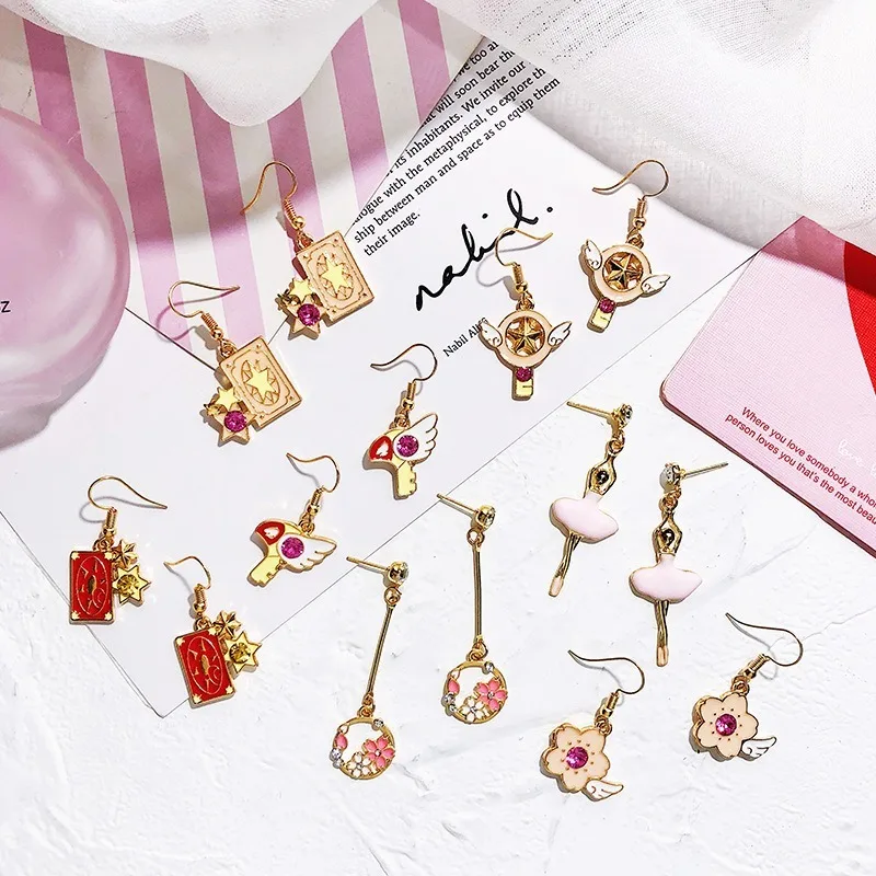 

Japanese and Korean Ins Girl Earrings Cute Drop Oil Earrings Long Fairy Cartoon Earrings Five-point Star Earrings