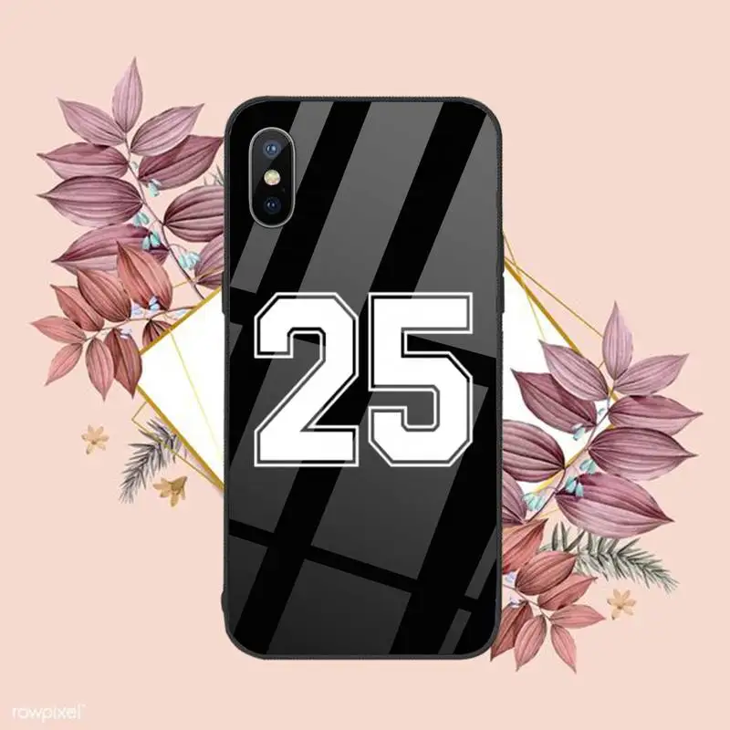 

Football Lucky number And letter Phone Case Tempered glass For iphone 6 6S 7 8 plus X XS XR 11 12 mini PRO MAX