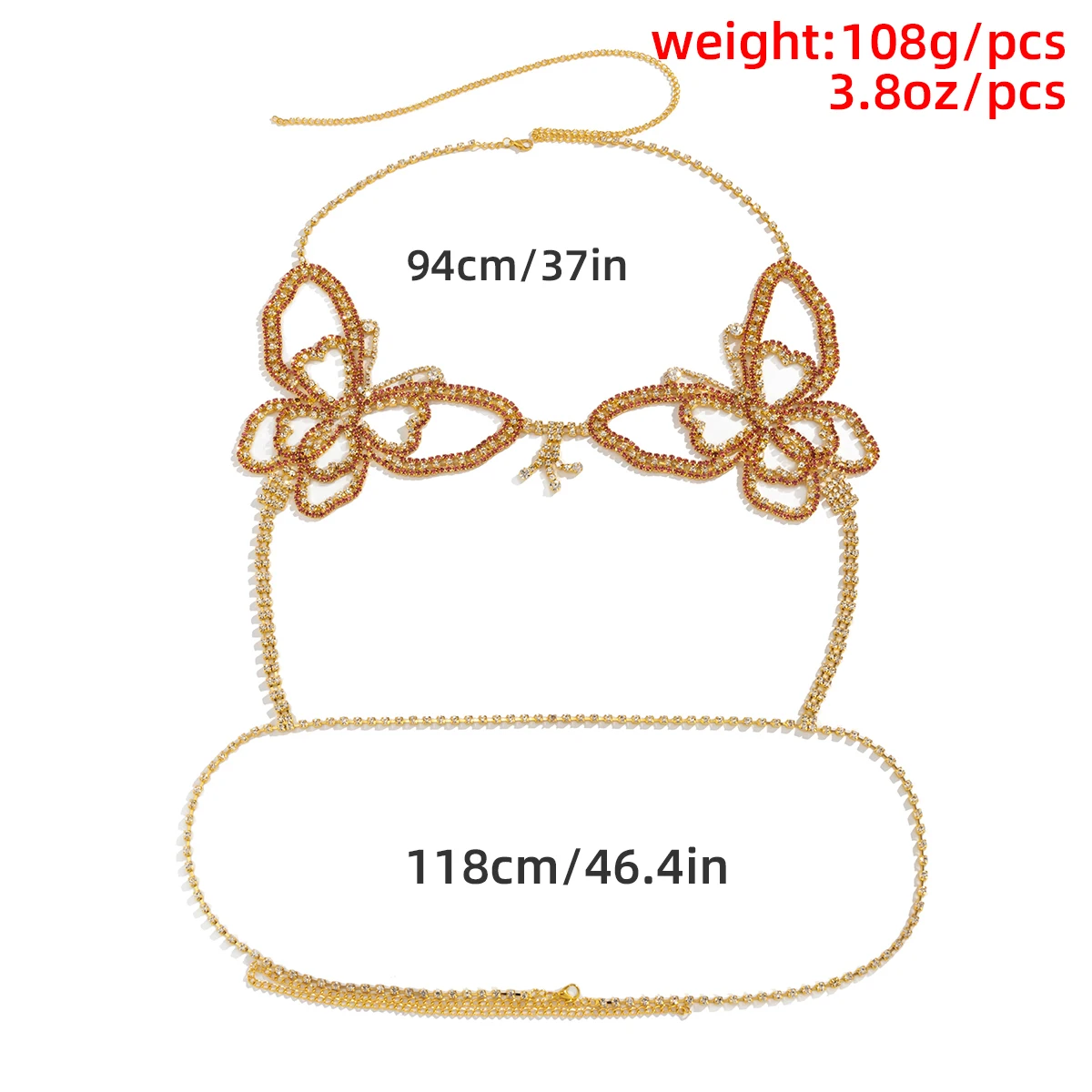 

Cute Rhinestone Butterfly Body Chain Jewelry Sets Women Belly Chains For Waist Cross Sexy Bra Chain Crystal Bikini Beach Party