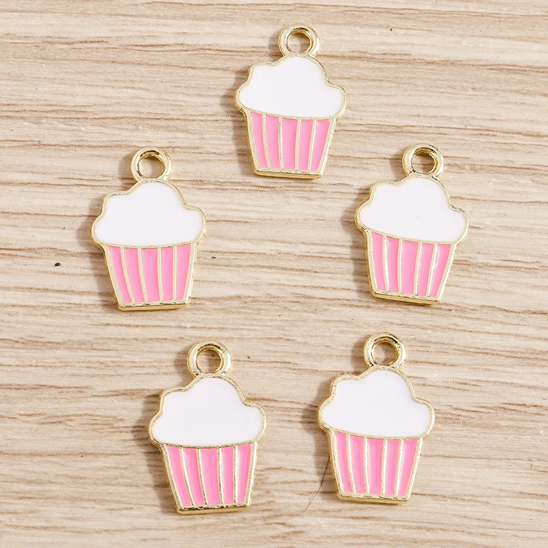 

10pcs 11*16mm Alloy Enamel Summer Ice Cream Charms Pendants for Jewelry Making Necklaces Earrings Bracelets DIY Handmade Crafts