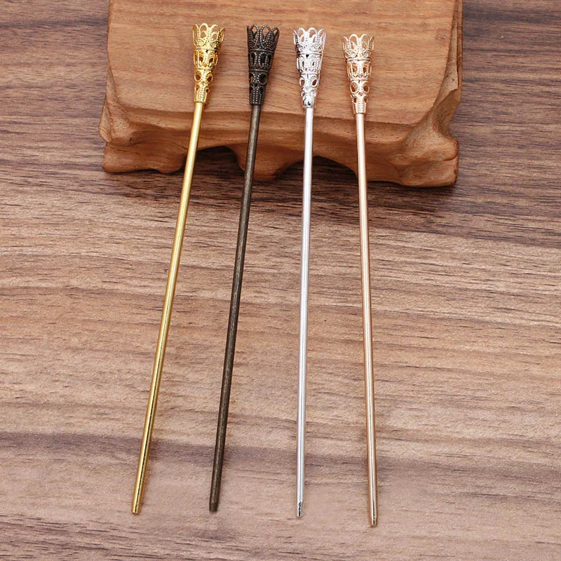 Металлическая заколка для волос в стиле ретро с цветком филигранью пустая основа