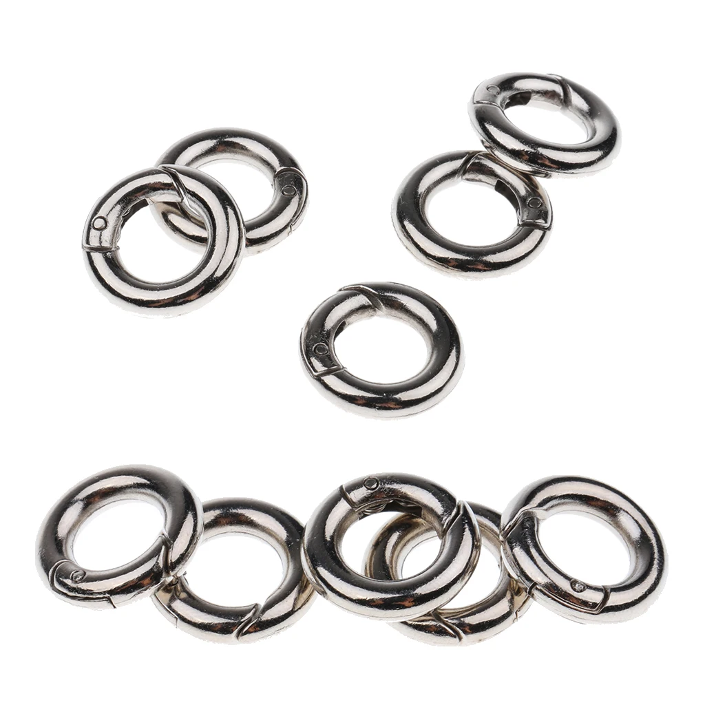 10 шт. Серебряный Круглый карабин пружинное кольцо пряжка зажим крючок Брелок для