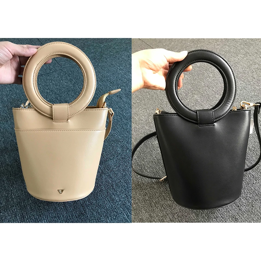 

Casual Round Handle Bucket Bags for Women Designer Women's Handbag Small Solid Color Shoulder Crossbody Bag 2021 Purse Female