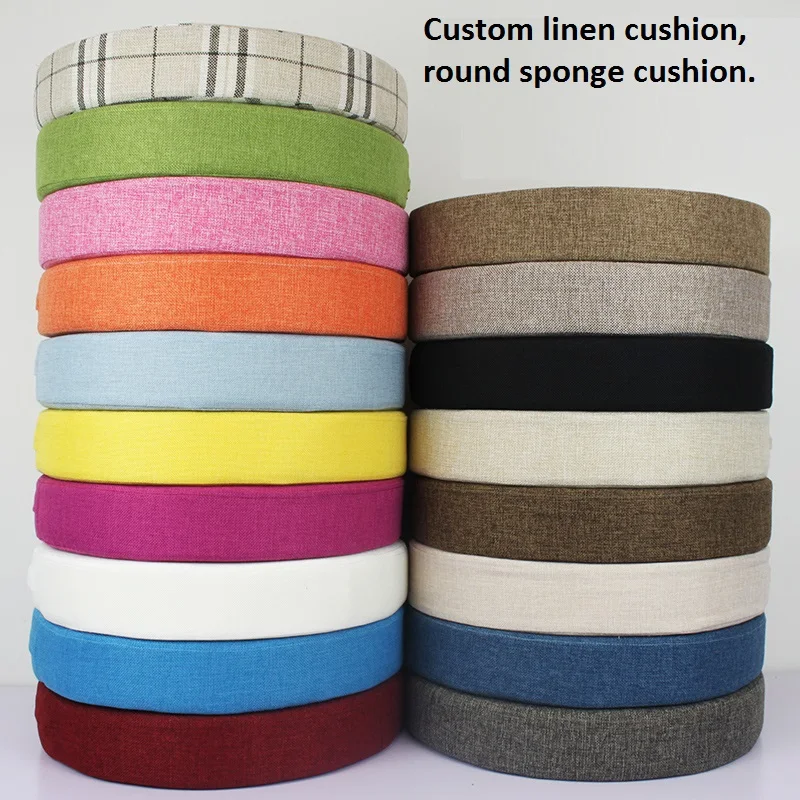Пользовательская льняная Подушка круглая губчатая подушка для сиденья