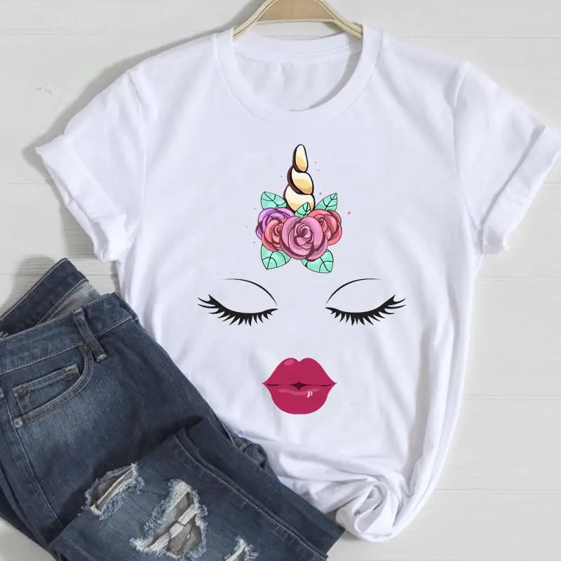 

Футболка женская с цветочным принтом и накладными ресницами, в стиле 90-х