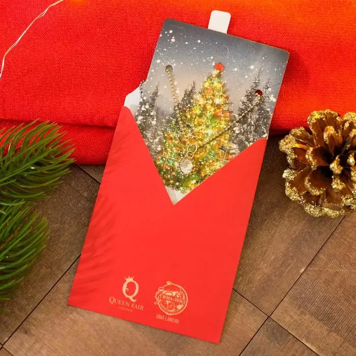 Кулон новогодний &quotЕль&quot сверкающая страз цвет белый в серебре 45 см | Украшения