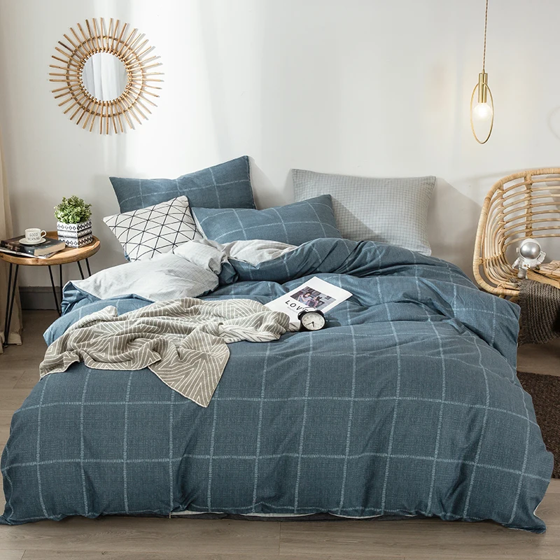 

Plaid Microfiber 4 Pieces Bedding Set 1 Duvet Cover ,2 Pillow Shams And 1 Bed Sheet Queen, King, Twin, Full Size