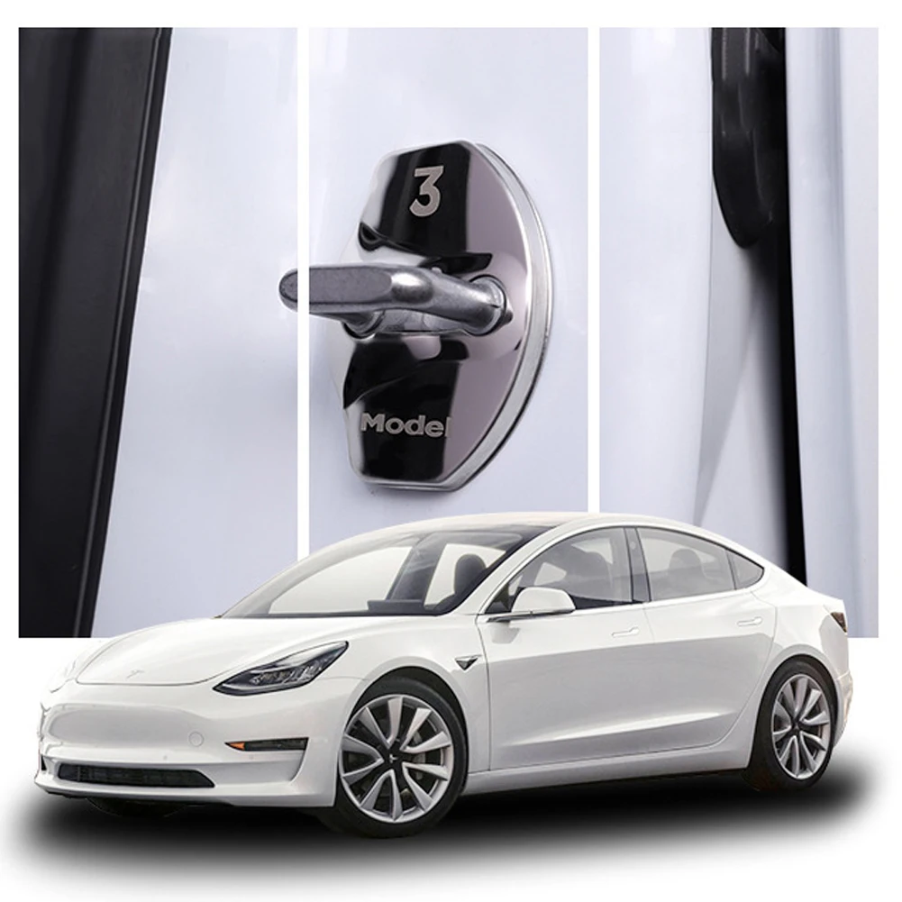 

4 шт., брикеты для дверного замка Tesla Model 3 Y 2018-2021 из нержавеющей стали