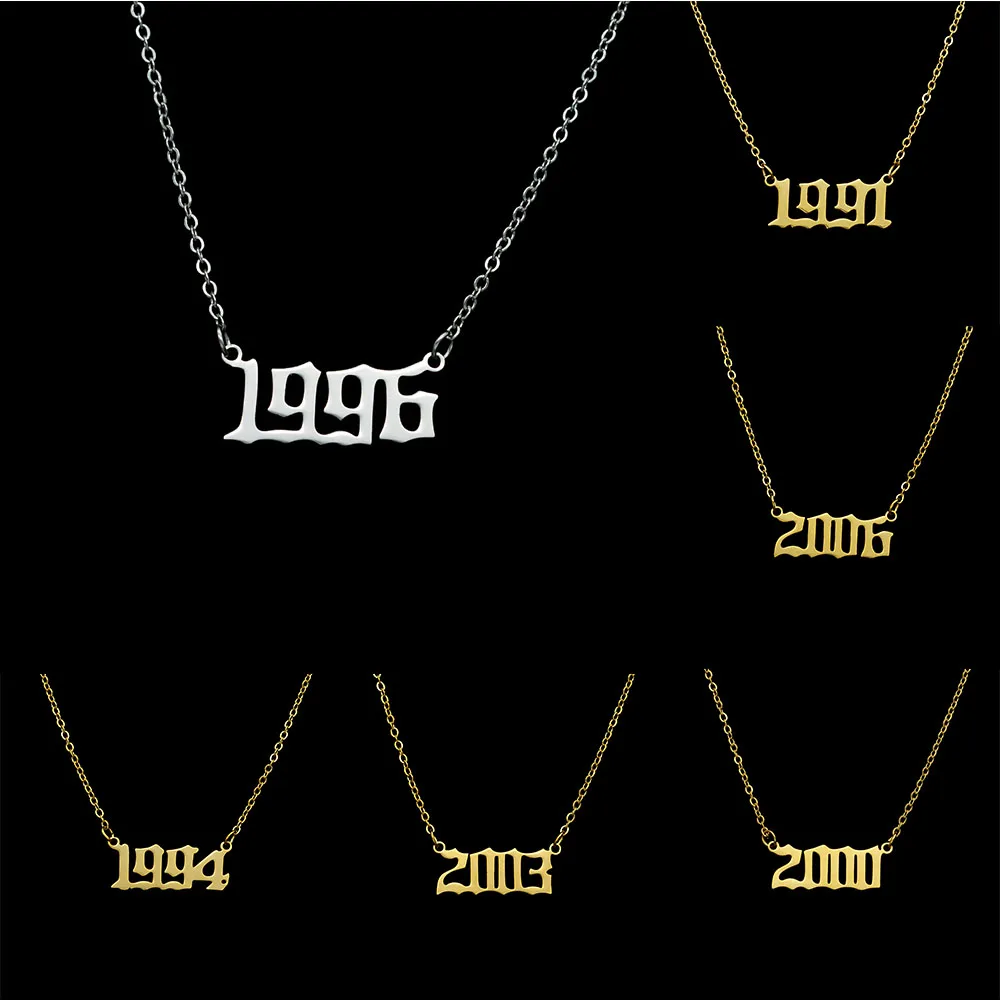

Fashion Stainless Steel Men's Necklace Birthday Number Women's Titanium Steel Necklace Birthday Gift Valentine's Day Jewelry