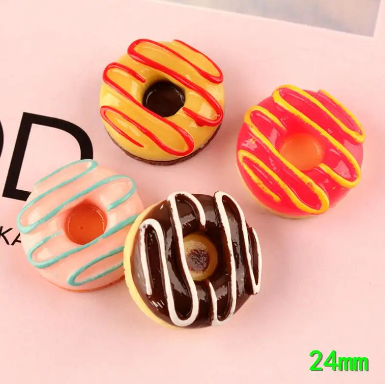 

Kawaii сливочный пончик, мини Ложные пищевые полимерные пончики с плоским основанием, кабошон, скрапбукинг, подходит для украшения телефона, у...
