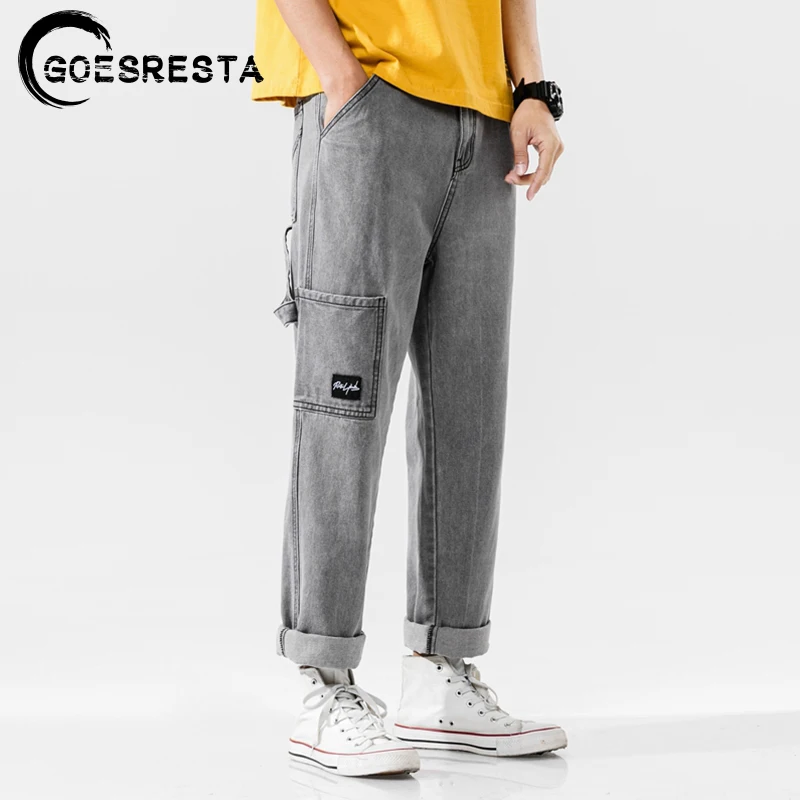 Новинка 2020 года повседневные серые джинсовые брюки Goesresta мужские винтажные