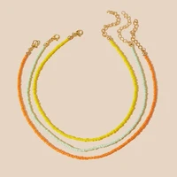 glass beads 3 in one 3pcs necklace choker orangeyellowmint green color chokers in one set 2020 hot accessories summer necklace