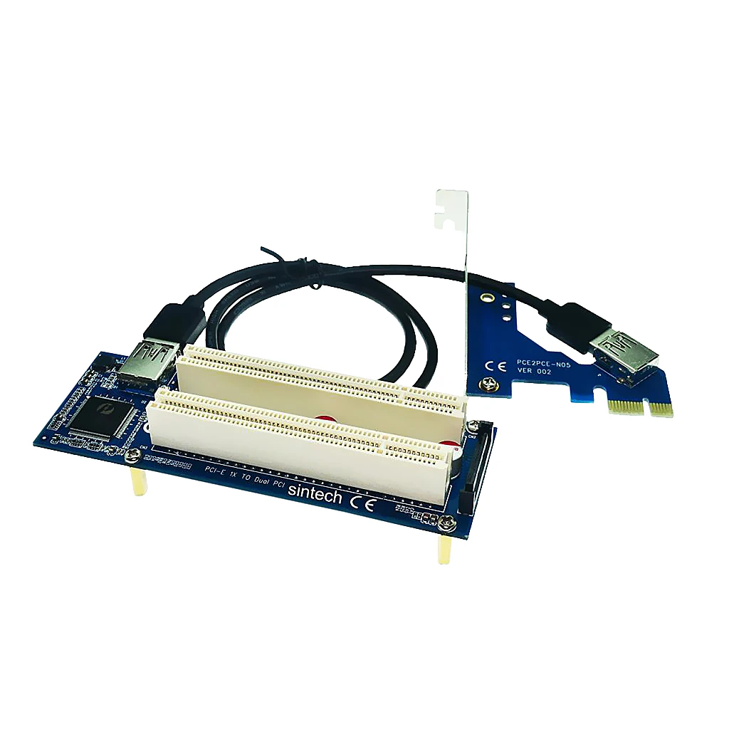 PCI-E Express X1 к двойной PCI Riser удлинительная карта адаптера с кабелем USB 3,0