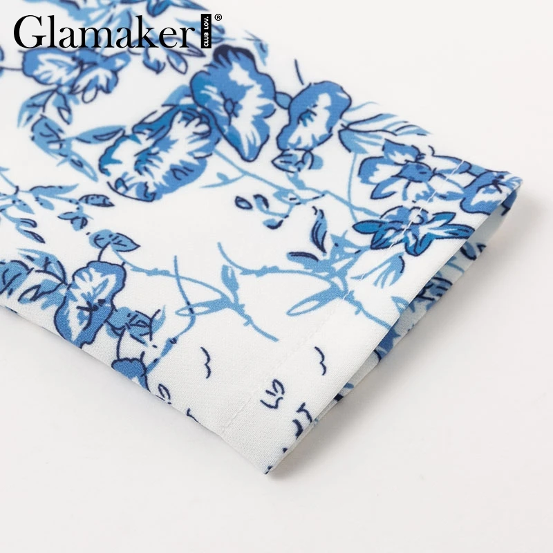 Glamaker/Короткие вечерние платья с цветочным принтом, женское элегантное платье с квадратным вырезом и пышными рукавами, Осеннее облегающее Клубное женское мини-платье