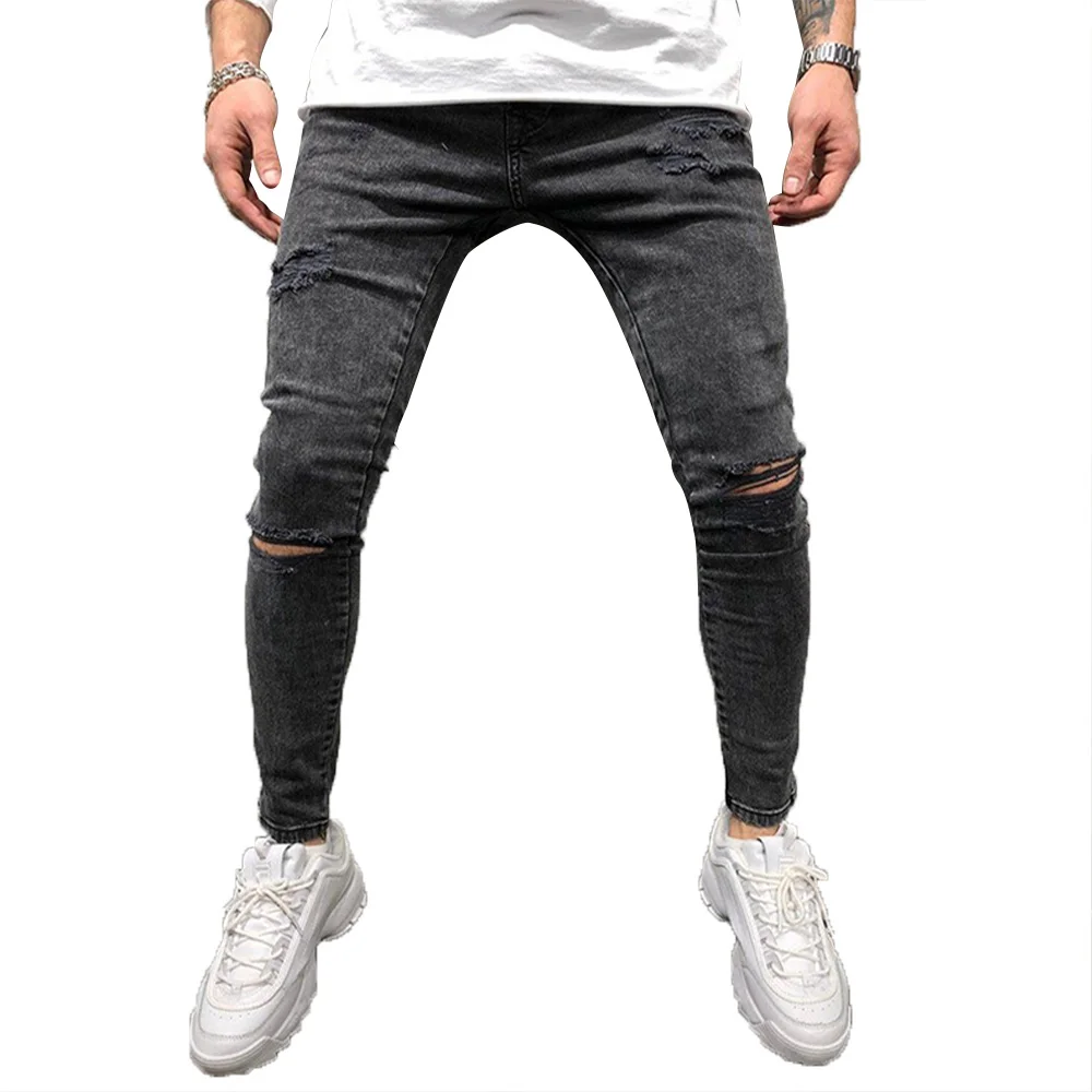 

Skinny Jeans Men Pants Sexy Hole Denim Pants Men Jogger Casual Pencil Pants Long Pants Men Clothing Trousers ropa hombre