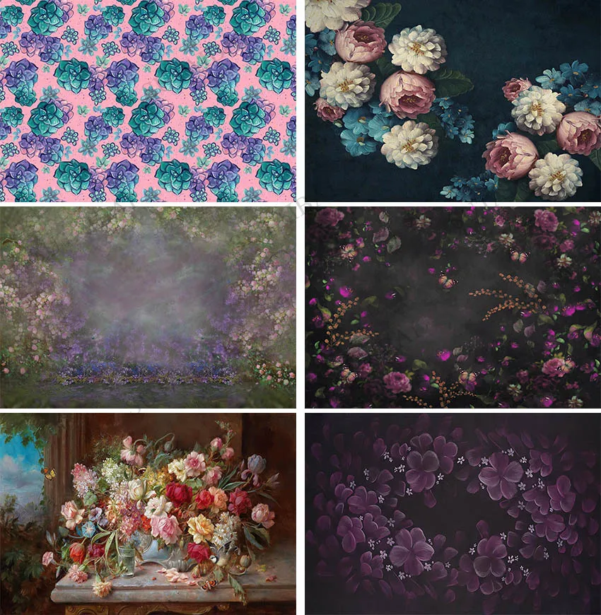 

Vintage Blue Floral Background for Photography Newborn Baby Kids Abstract Fantasy Child Photographic Backdrops for Photo Studio