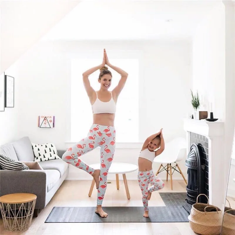 

Children's mother parent-child yoga printed pants sports casual printed elastic quick-drying fitness pants
