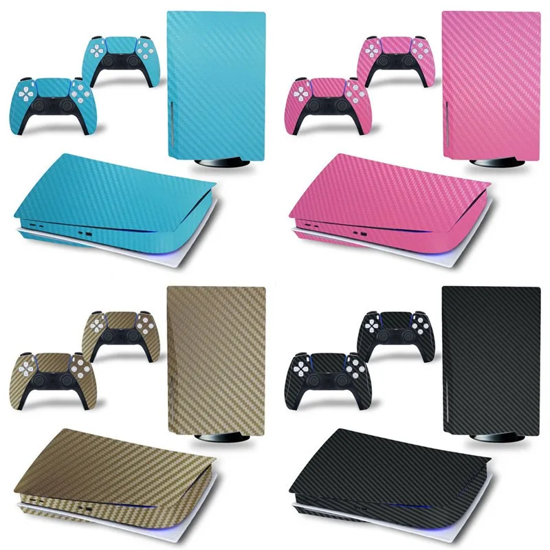 

for PS5 Disk Edition UHD Carbon fiber Skin Sticker Decal Cover for PlayStation 5 Console and 2 Controllers PS5 disk Skin Sticker