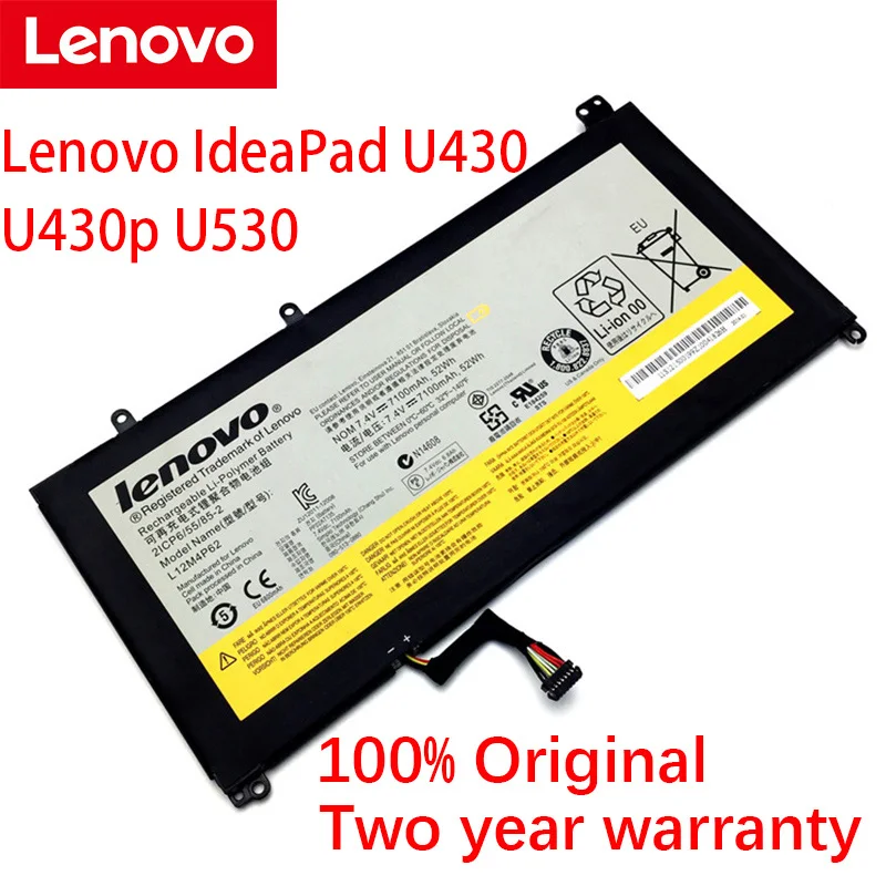 Оригинальный аккумулятор для ноутбука Lenovo IdeaPad U430P U430 U530 U530P L12L4P62 L12M4P62 7 4 в 52 Втч 7100