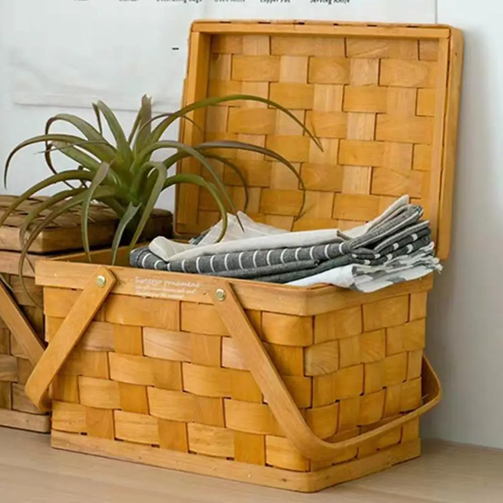 Ручная деревянная корзина коробка для хранения фруктов из ротанга закусок чая с
