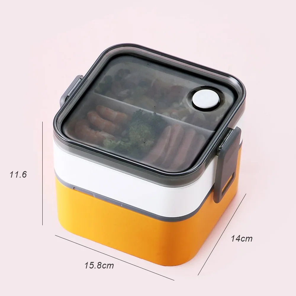 

Lunch Box Student Tableware Set Large-capacity Partitioned Insulated Lunch Box Portable Dinner Plate Compartment Office Worker