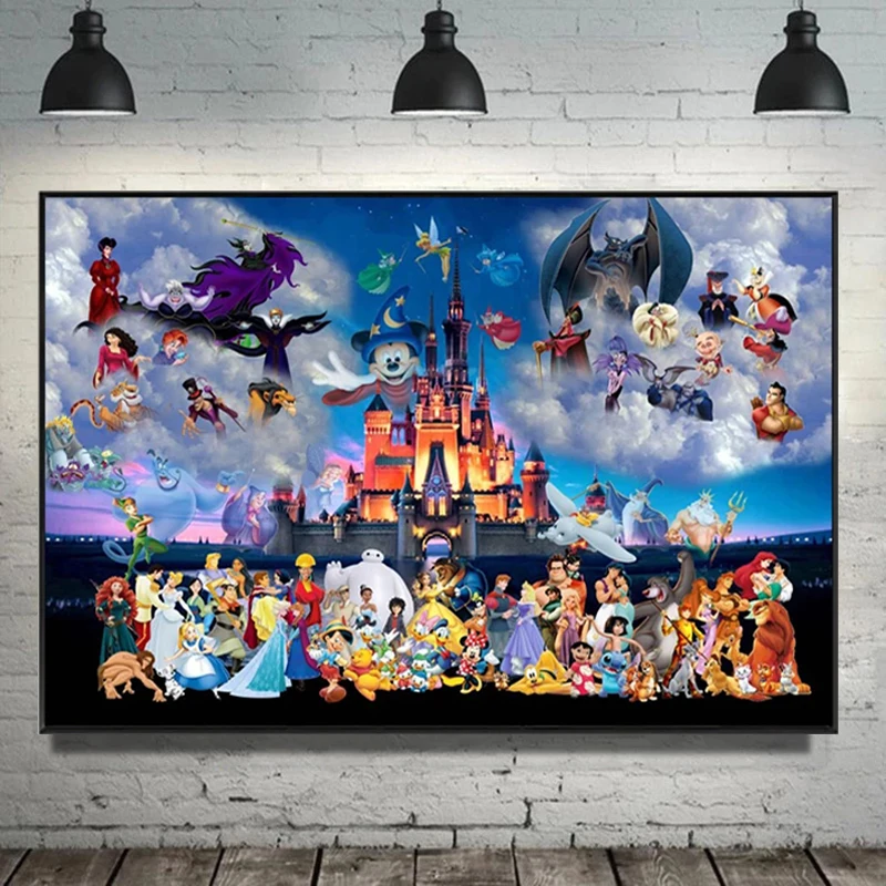 

Disney Catoon Character Collection Poster Canvas Painting Lion King Mickey Mouse Room Decor Print Wall Art Picture Hoom Cuadros