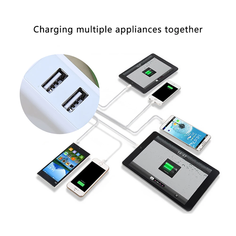 Efficient White Security 3A Adapter Dual Plug 2 Ports 3 Pin Wall AMP Twin Mains FAST USB Fast Charger Good Compatibility 2-Port | Мобильные