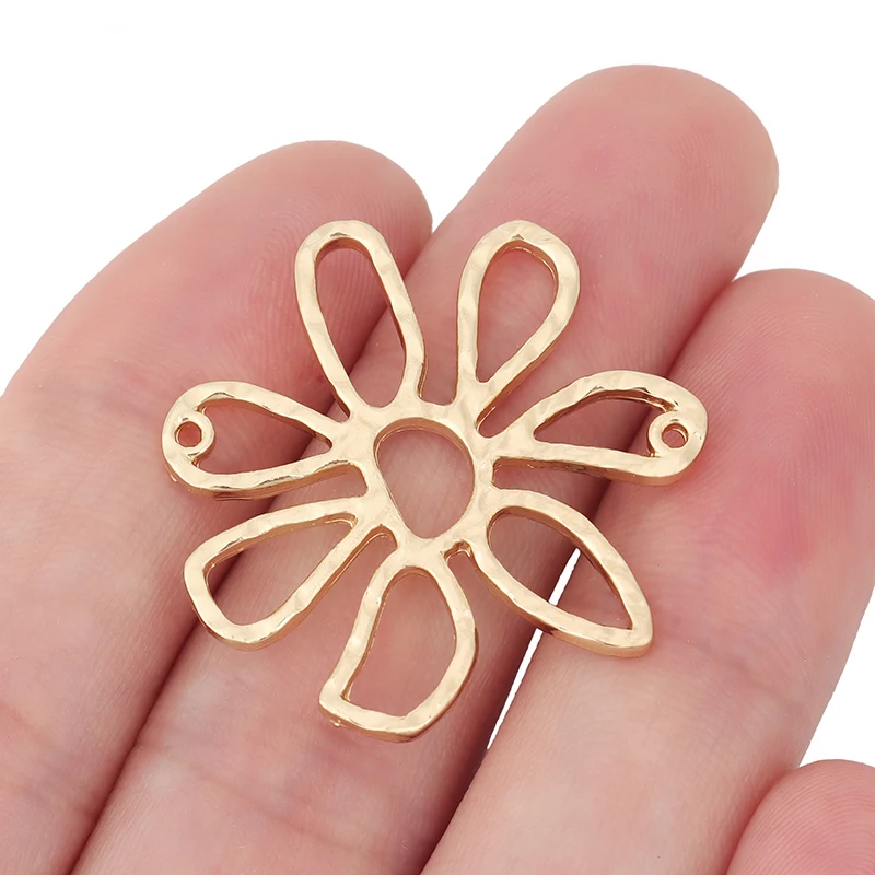 

10 x Matte Gold Hollow Flower Connectors Charms Pendants for DIY Earrings Jewelry Making Accessories 32x32mm