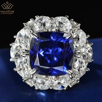 wuiha vintage solid 925 sterling silver cushion cut 913mm sapphire gem created moissanite wedding engagement ring fine jewelry