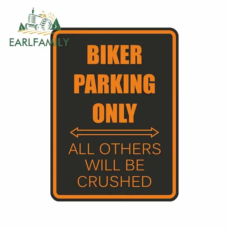EARLFAMILY 13cm x 9.6cm for Biker Parking Only Sign Occlusion Scratch Refrigerator VAN Waterproof Window Trunk Decal Decoration