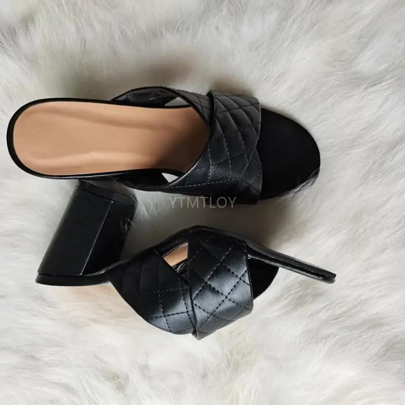 

Summer Slippers Slides Women Shoes Rubber PU Basic Solid Outside Square heel Shallow Rome Square Toe Platform New Zapatos Mujer