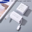 Оригинальное сверхбыстрое зарядное устройство Samsung, 45 Вт, быстрое зарядное устройство USB PD, кабель с двумя портами типа C для GALAXY Note 20 10 + S21 S20 Ultra A90