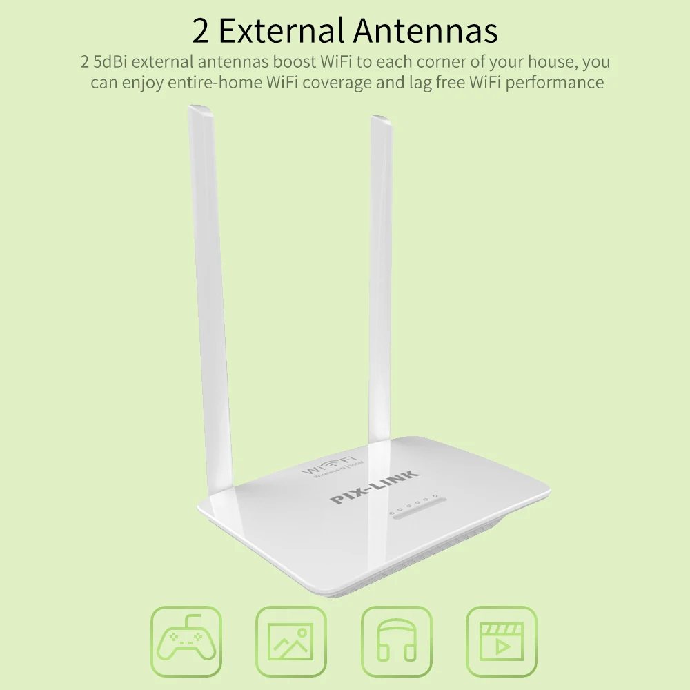 

LV-WR07 300Mbps Wireless Router High-speed WiFi Router with 2 External Antennas Easy Setup White EU/US Plug