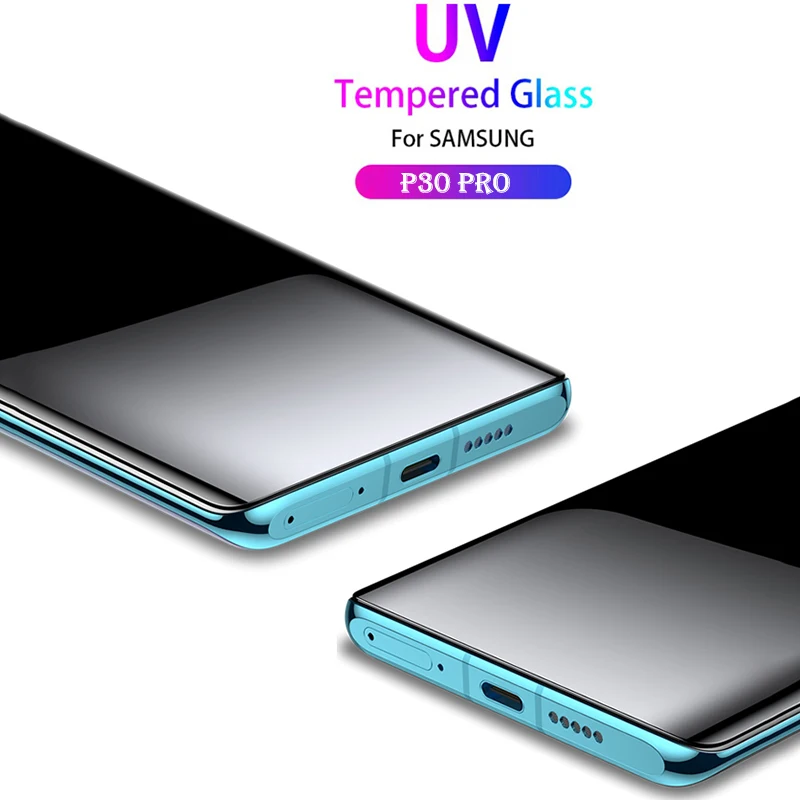 BoeYink UV Tempered Glass For Huawei P30 P20 Pro Lite 100D Full Liquid Glue Screen Protector Mate 20 30 | Мобильные телефоны и