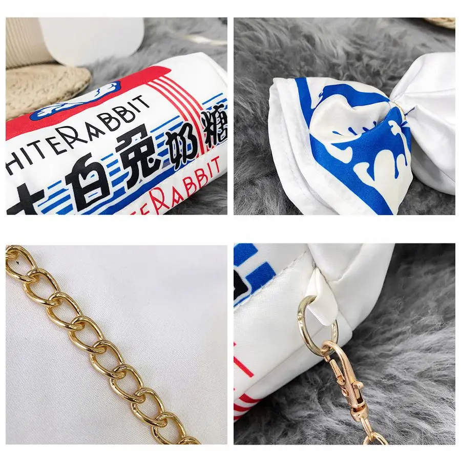 Веселая модная женская сумка через плечо с белым кроликом и цепочкой креативная