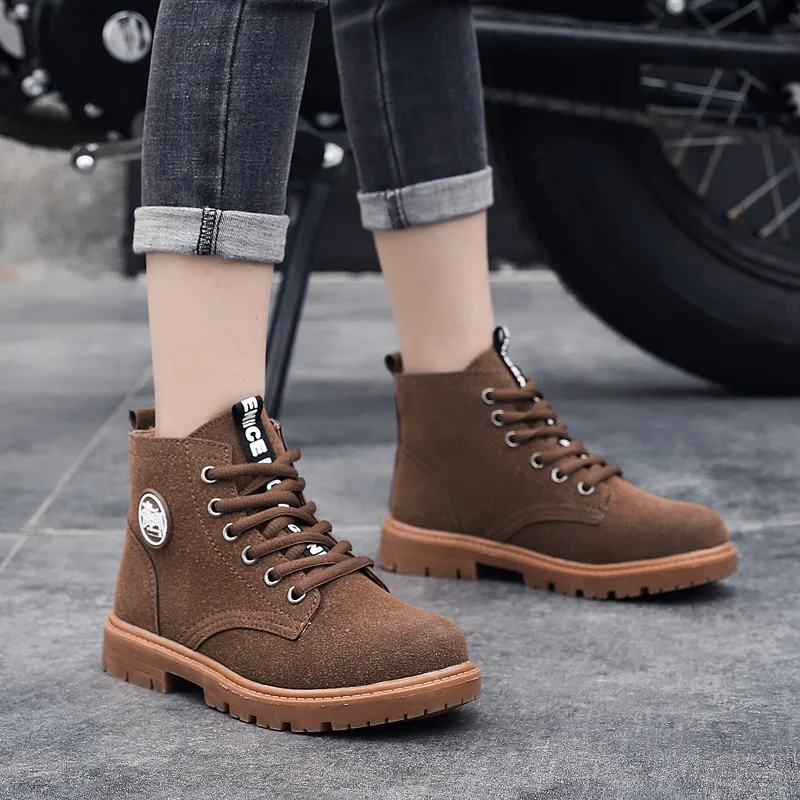 Детские ботинки мартинсы для мальчиков и девочек теплые кожаные модные в