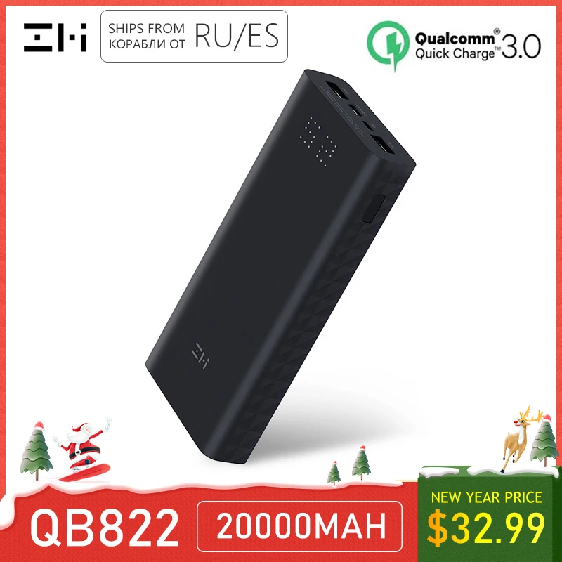Xiaomi ZMI, 20000 мА/ч, внешний аккумулятор, QB822, внешний аккумулятор, концентратор, QC 3,0, зарядное устройство для ноутбука, адаптируется к компьютеру, pd, для ноутбука
