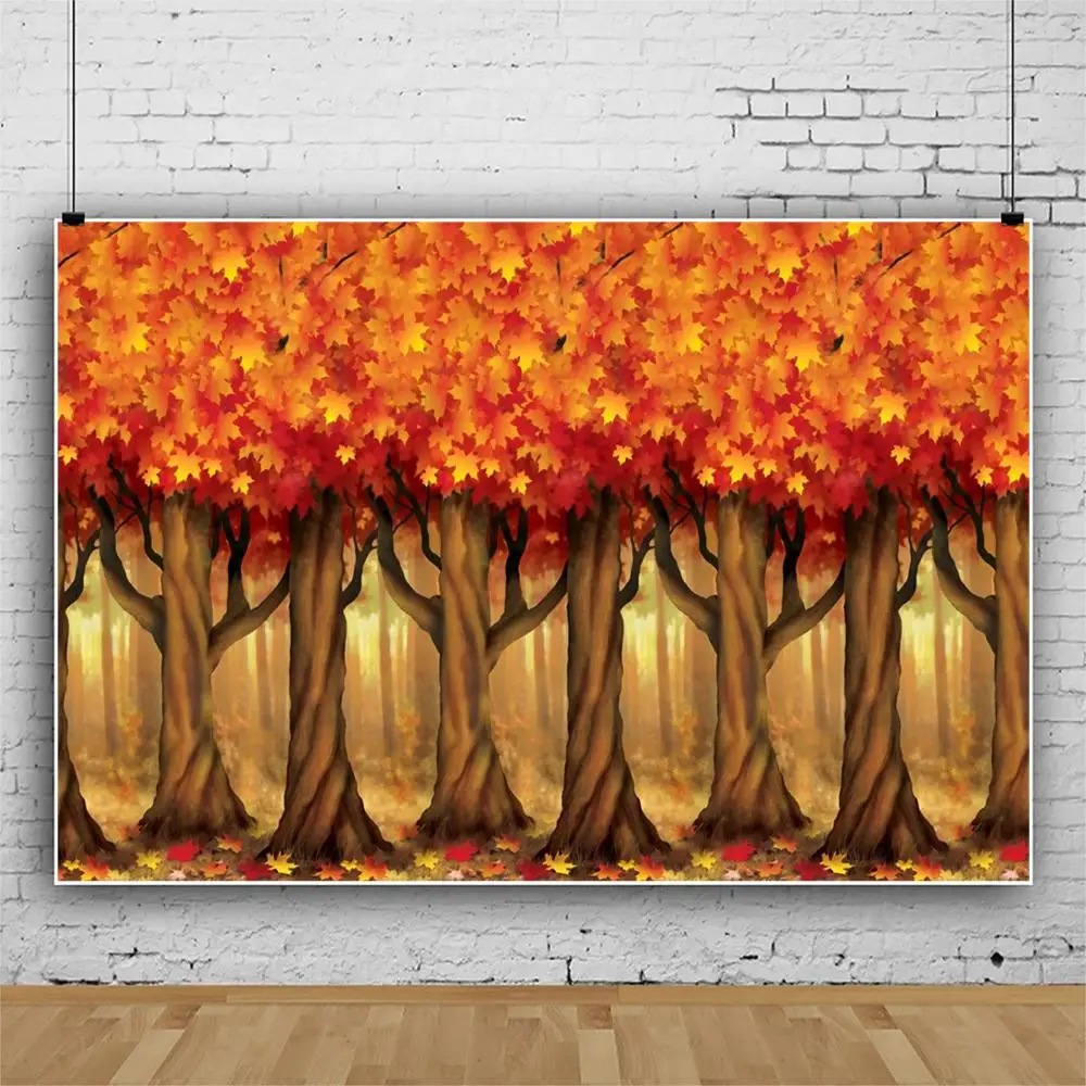 Laeacco осенний комикс кленовый лес Фото фоны фотографические виниловый бесшовный