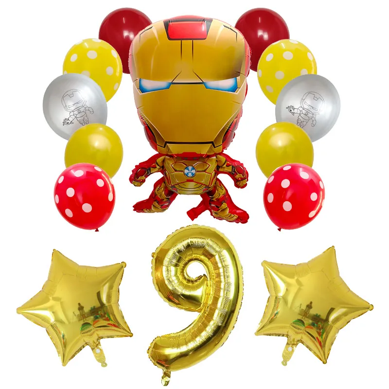 14 шт. Супергероя человека-паука Железный человек Фольга шары набор