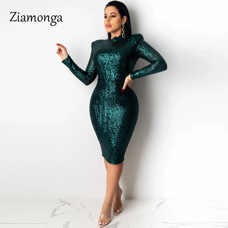 Женское облегающее платье с блестками Ziamonga золотистое красное зеленое Клубное